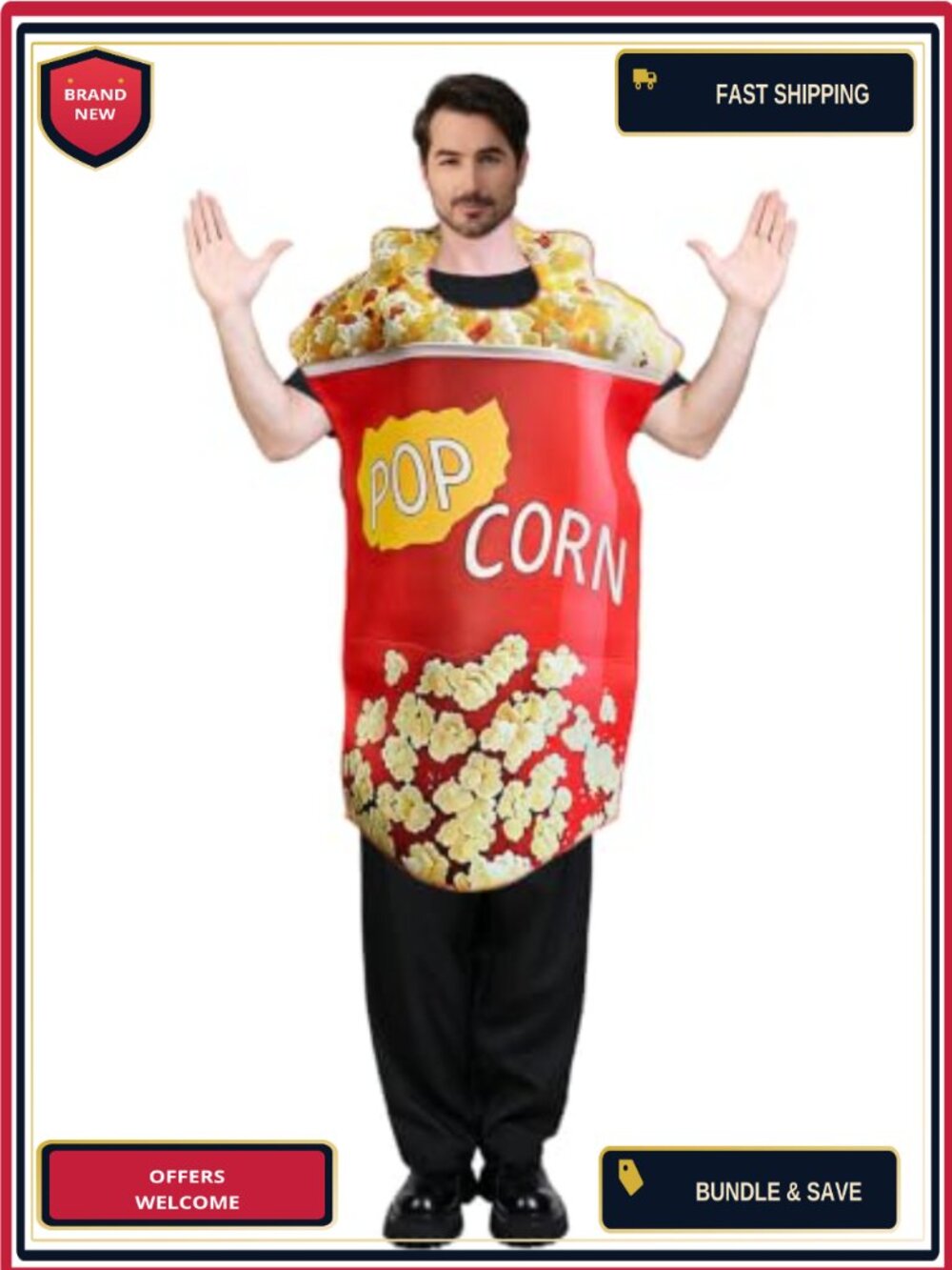 Adult Popcorn Halloween Costume Funny Food Tunic One Size
